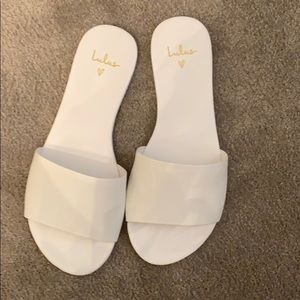 Tara off white leather Lulu slides